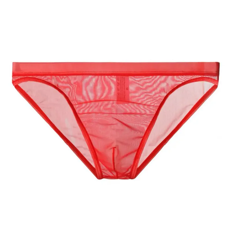 Men Seamless Ice Silk Briefs Low-rise Ultra-Thin See-through Panties Solid Color Quick Drying Underwear — image 17