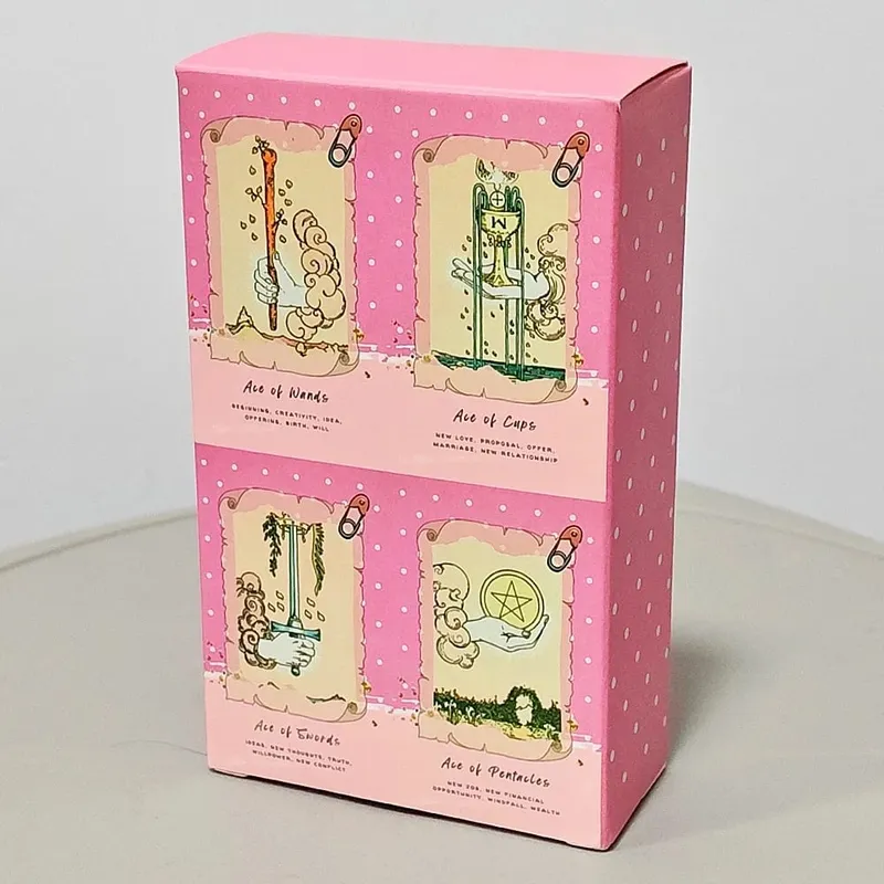Pink Waite Tarot The Dreamy Pink Collage Tarot Dek 78 Kad Tarot Kawaii Estetik dengan Makna 12*7sm Timbul dua kali