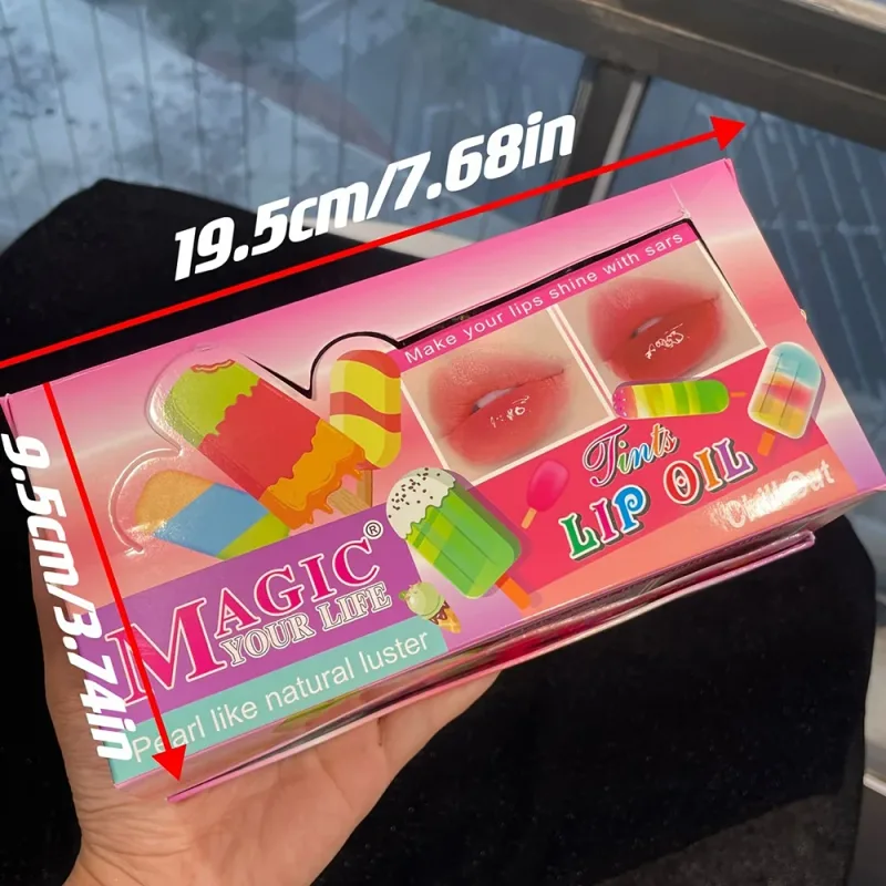 24pcs Cute Ice Cream Sequin Lip Gloss Colorchanged Lip Gloss Girls Kawaii Natural Moisturizing Lips Makeup Party Gifts — image 4