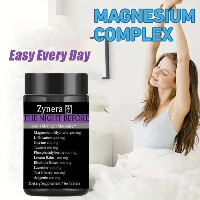 Magnesium Supplement Glycinate L-Theanine Glycine Taurine Maintain Calm Nerve Sleep Quality Anxiety Stress Mood Health Dietary — image 1