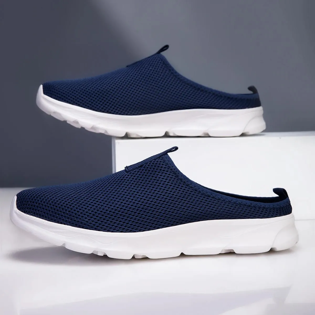 Men's Half Slipper Shoes Fashion Breathable Outdoor Mesh Casual Sneakers Lightweight Comfortable Tenis Masculino Walking Shoes
