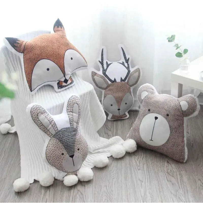 INS Nordic Cute Animals Plush Toys Bear Deer Fox Sofa Pillow/Cushion Children Room Decor Nursery Kids Room Baby Birthday Gifts — image 4