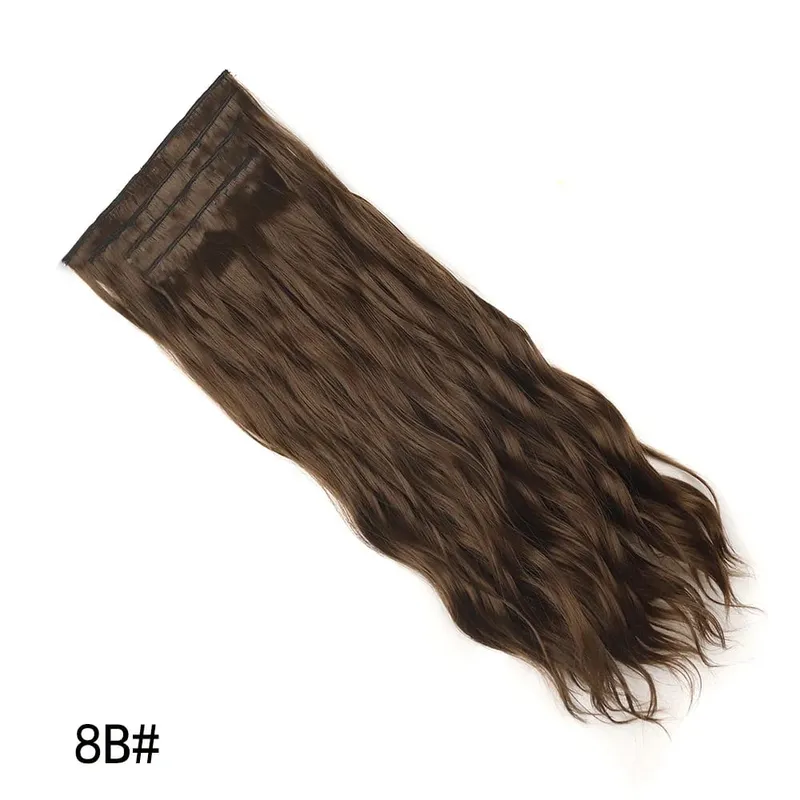 Jeedou Synthetic 4PCS/set Clip in Beach Wavy Hair Extensions Long Bouncy Curly Hairpieces Black Brown Color for Women