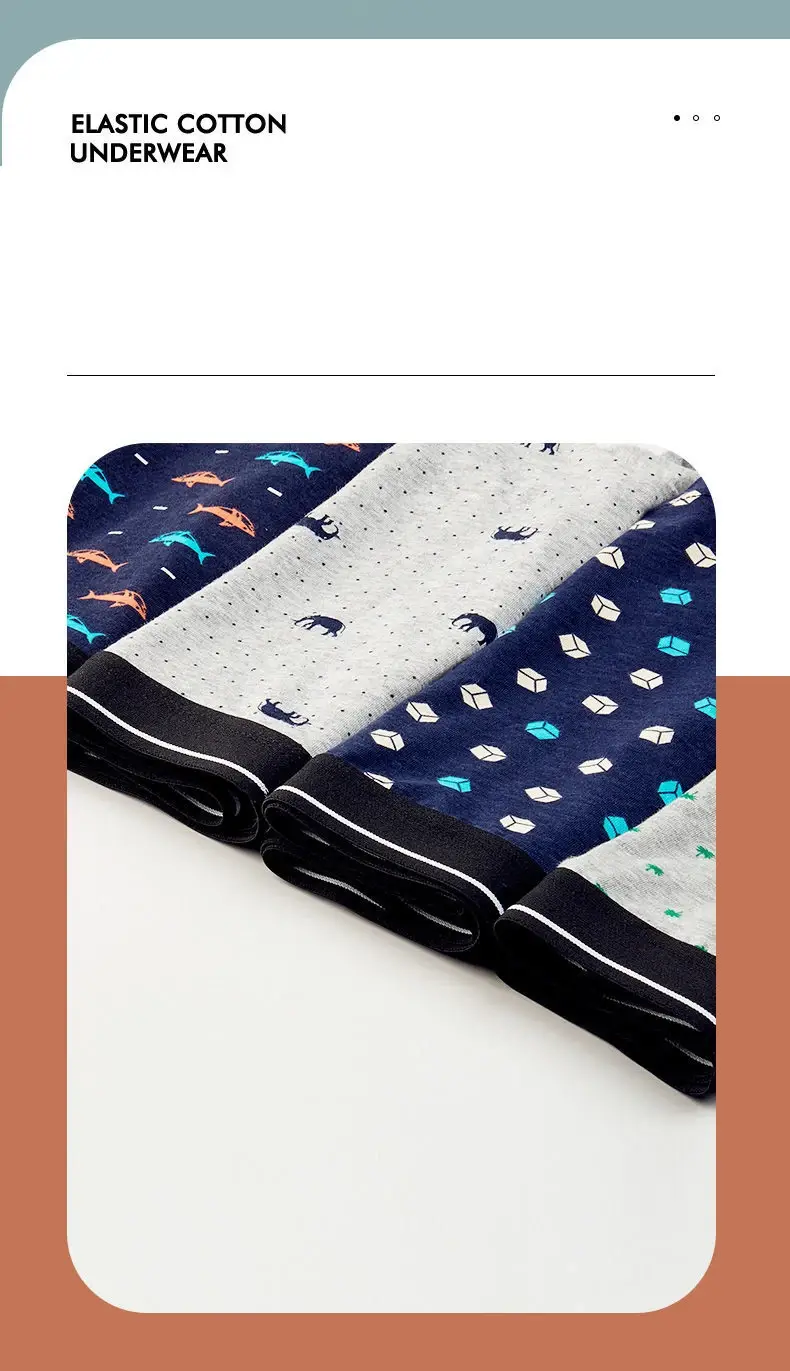 4Pcs/Lot Boxer Shorts Men Underwear Cotton Underpants Comfortable Breathable Male Trunk U Convex Print Panties High Quality — image 7