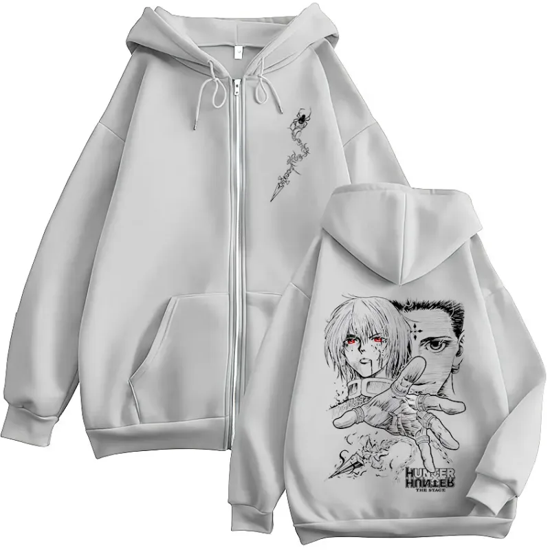 Anime Hunter X Hunter Kurapika Chrollo Lucilfer Zipper Hoodies Men Women Clothing Oversized Fleece Zip Up Hooded Sweatshirt Coat