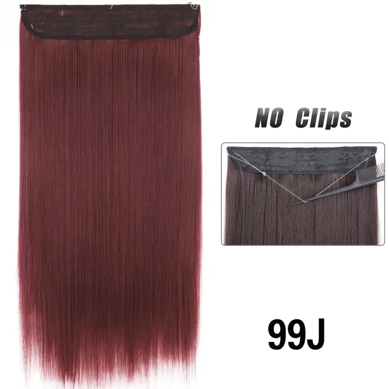 No Clips Hair Extensions Invisible Wire Long Straight Synthetic False Hair Piece 80cm Black Brown Blonde Hairstyle — image 30