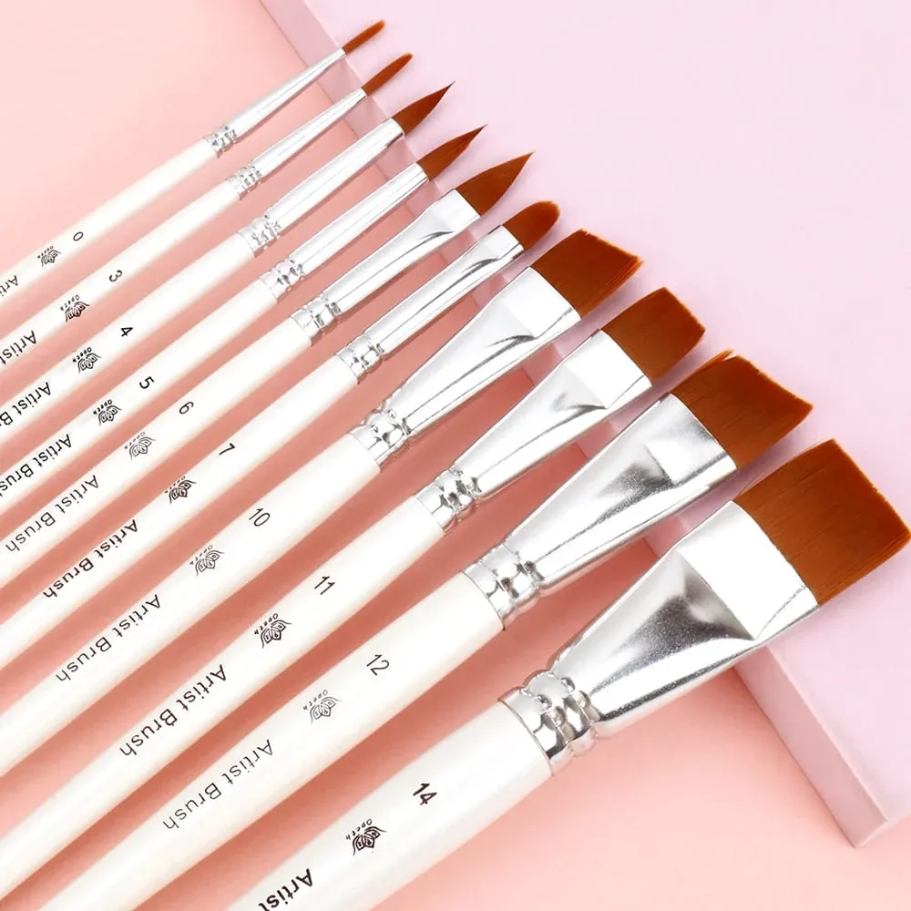 10pcs Professional Face Painting Brushes Set Nylon Bristles for Stage Makeup Petal Dome Tips Art Makeup Tool — image 2