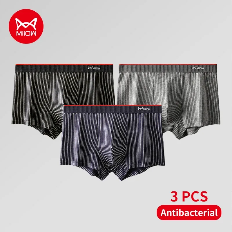 MiiOW 3Pcs Cotton Men's Boxer Underwear AAA Antibacterial Man Boxershorts Seamless Striped Men Underpants Boxer Male Boxer Short — image 21