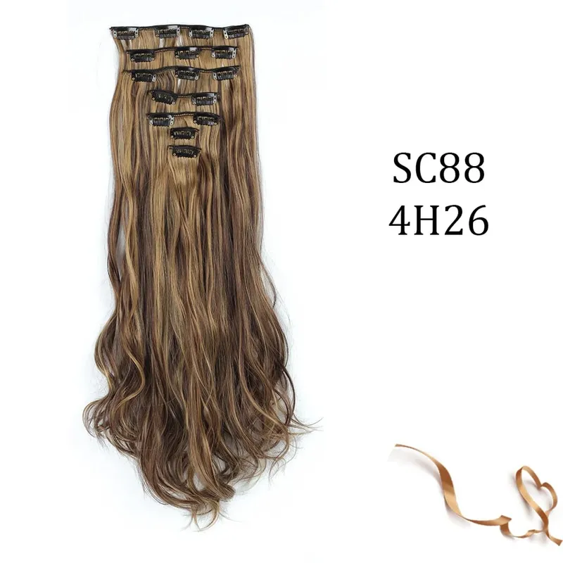 Synthetic 16 Clips In Hair Extension Long Straight Hair Fake False Hairpiece Clip In Hair Extension — image 10