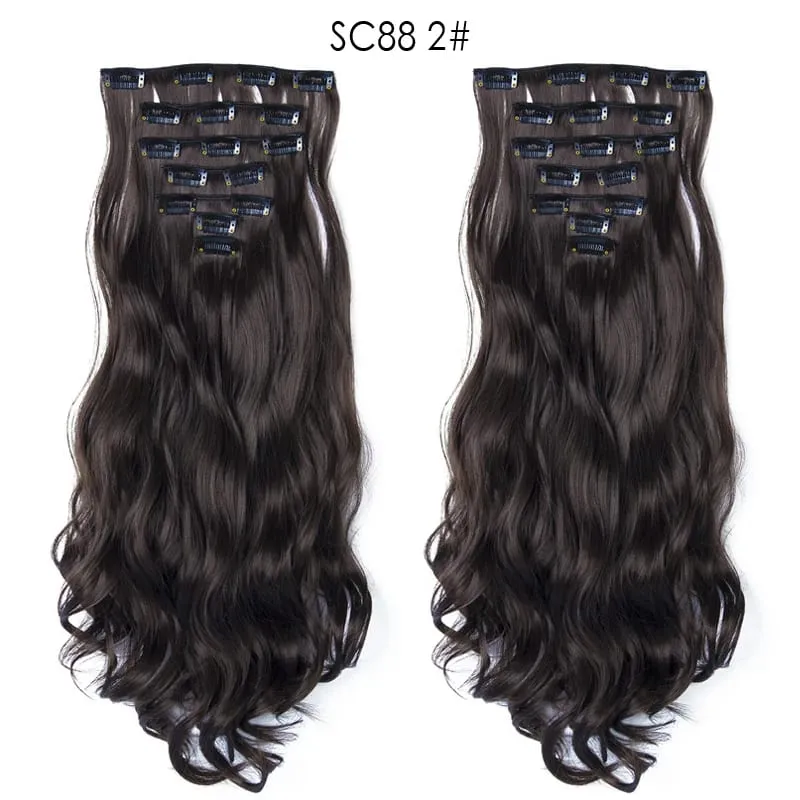 24Inch Synthetic Long Straight Hair Extensions 7pcs/Set 16 Clips in High Tempreture Fiber Synthetic Red Black Brown Hair Piece — image 102