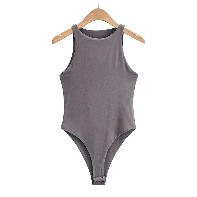 Summer New Arrival Pure Color Knitted Sexy Style Double Vest One-piece Bodysuit Tops — image 4