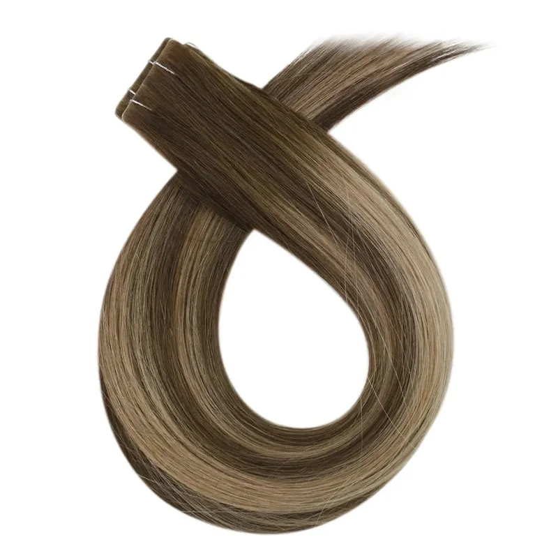Full Shine Invisible Seamless Injection Tape in Human Hair Extensions Brown Color Virgin Real Tape Hair Extensions Long Lasting