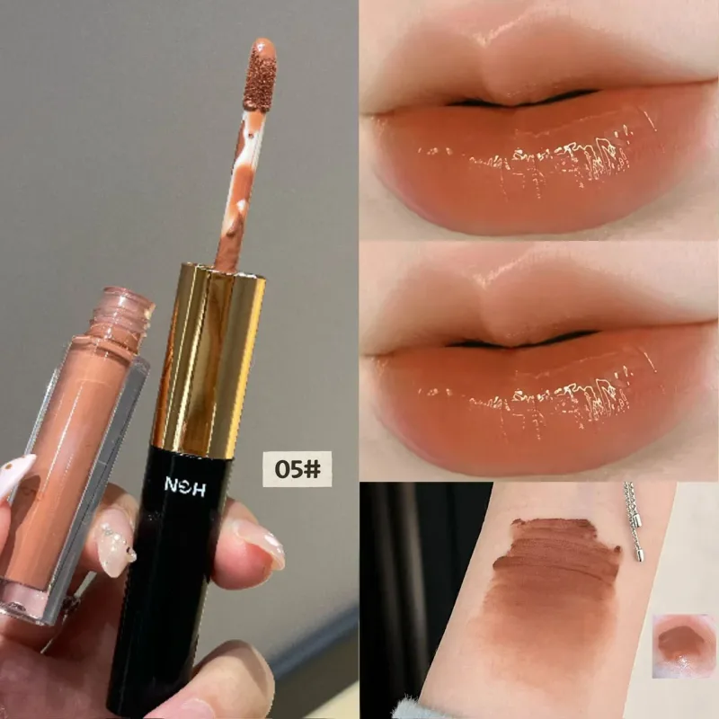 Hgn Dual Ended Matte and Gloss Lip Gloss Soft Matte Dewy Glossy Long Lasting Color Brighten Skin Tone Multi Makeup Styles — image 12