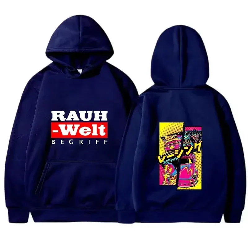 Felpa con cappuccio Rauh Welt Car Widebody Tuning JDM Racing Pop Art Comic Estetica Felpa casual oversize nera a maniche lunghe — image 7
