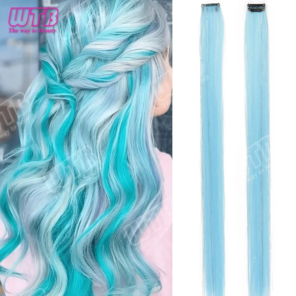 Peluca sintética de 60 cm, extensión de cabello coloreado estilo Clip BB con cable láser, adecuada para que mujeres y niñas la usen en días festivos y fiestas — image 8