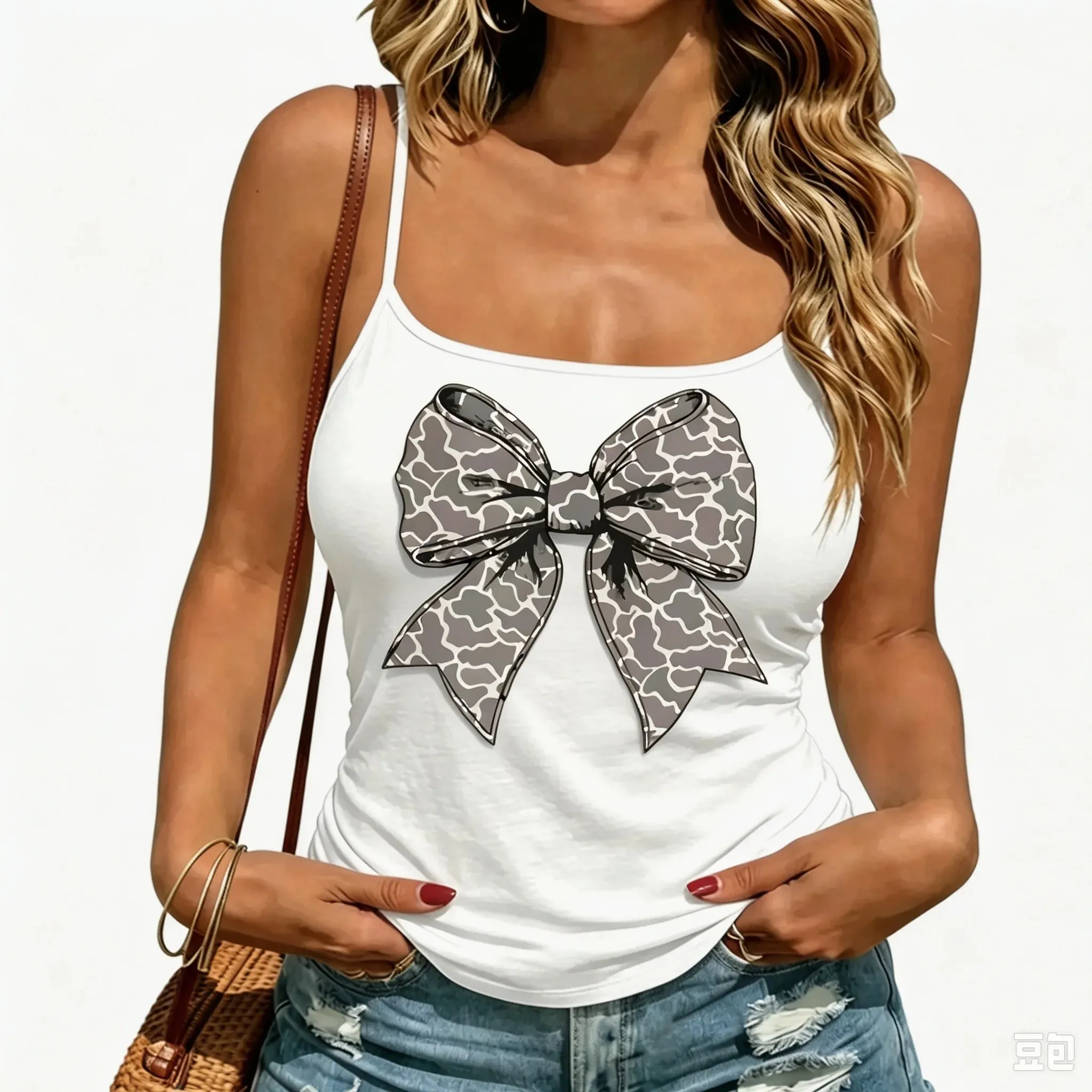 Cherry Heart Bow Tank Top Cute Coquette Cami Sweet Y2K Summer Top Girly Casual Streetwear