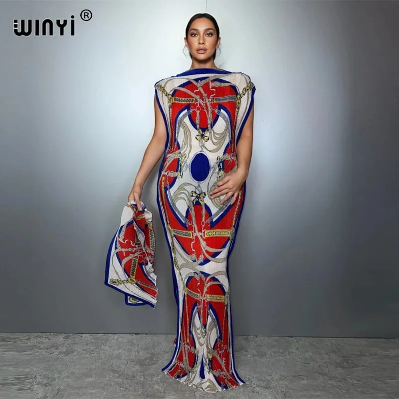 Plissee elastisches dünnes Kleid Frauen Crumple Design Plissee Luxus Abaya Muslim Party Kleid Poncho für Frauen Strand tragen Kaftan