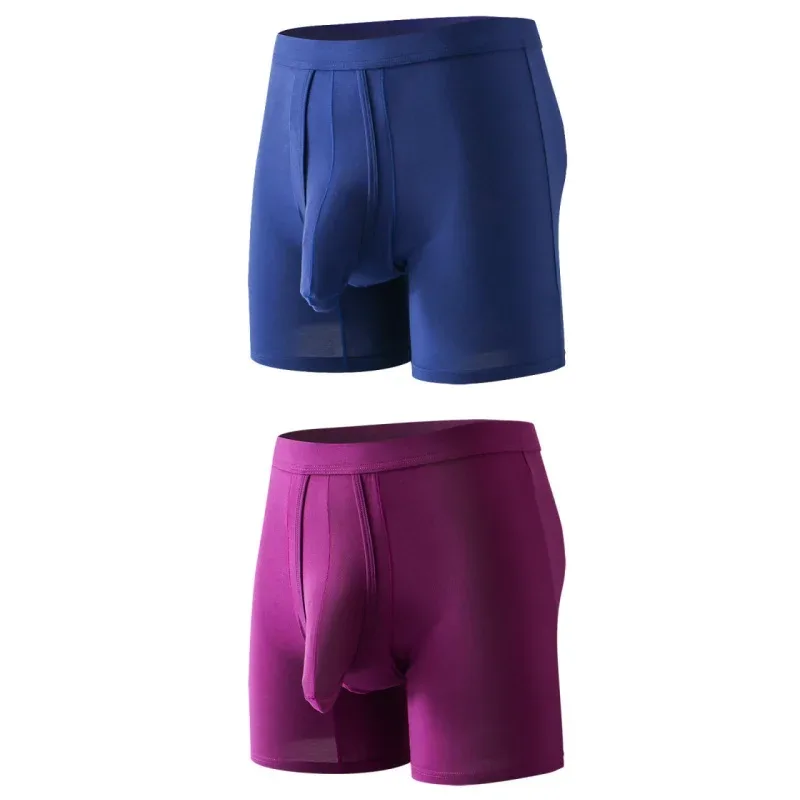 2PCS Mens Long Legs Underwear Separate Ball Pouch Breathable Comfort Sport Seamless Boxer Trunks Shorts Calzoncillo Hombre — image 31