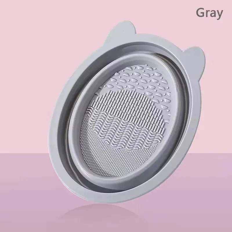 Makeup Brush Cleaning Mat 3-In-1 Silicone Washing Bowl with Brushes Scrubber Foldable Powder Puff Cosmetic Sponge Drying Tools — image 11