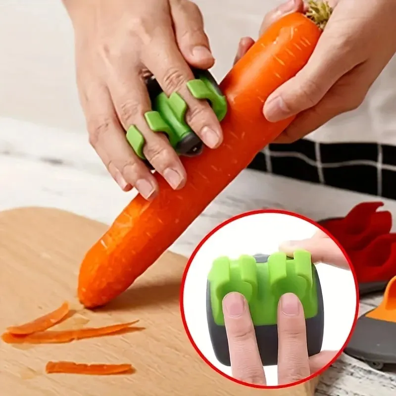 1pc Stainless Steel Handheld Vegetable Peeler with Rubber Finger Grip Comfortable Palm Peeler Suitable for Carrots Etc — image 1