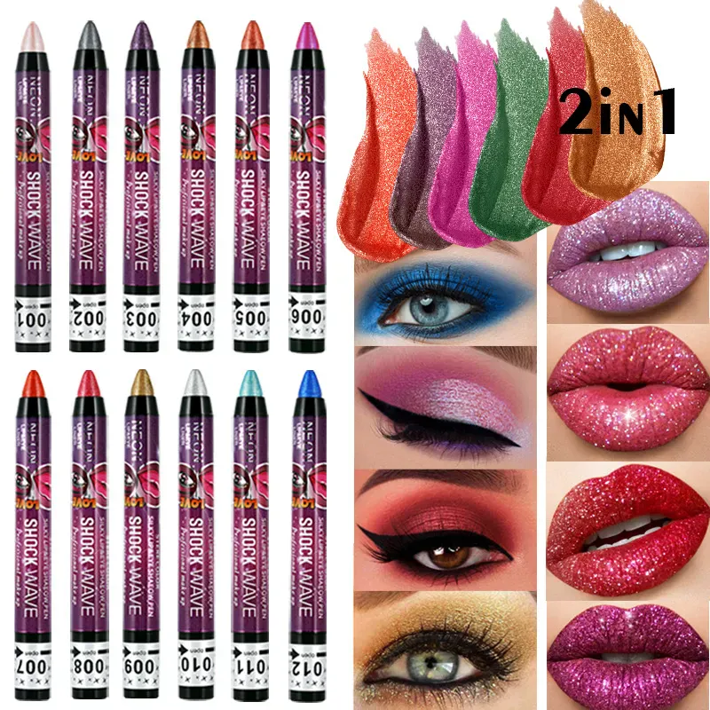 2 In 1 Eyeshadow Lipstick Stick Pencil Waterproof Glitter Matte Eye Shadow Makeup Pigment Eyeshadow Pen — image 3