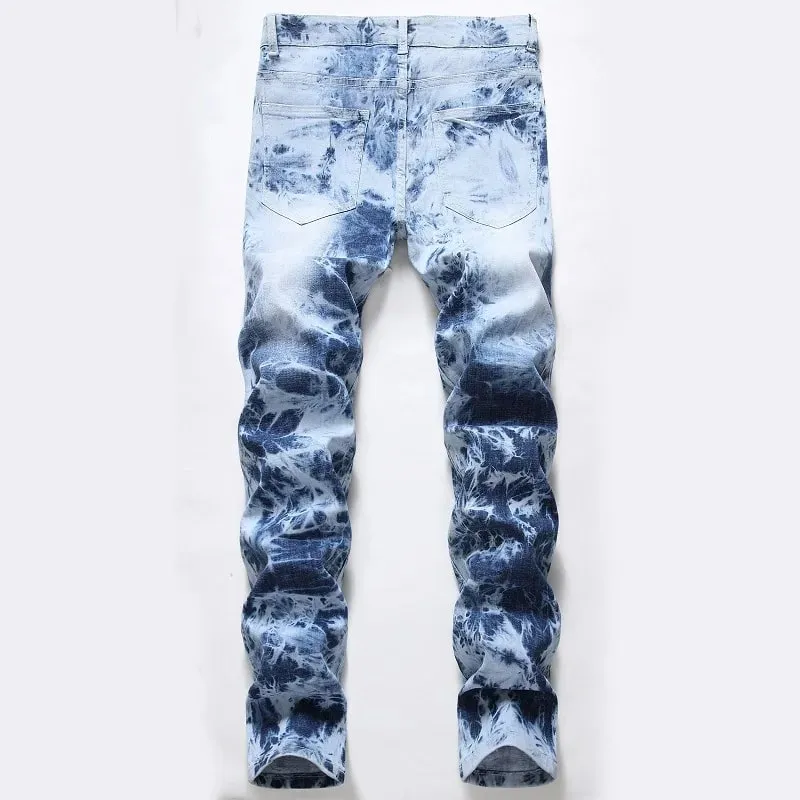 Bleached Jeans Men Washed Jean Pencil Trousers Ankle Length Zipper Fly Skinny 2025 Pockets Vintage Ripped Holes Distressed — image 3