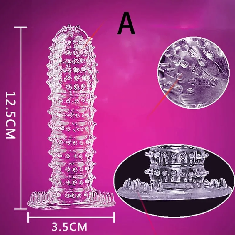 Reusable Condoms with stud Delay Ejaculation Sex Toys for Men G Spot Stimulation Penis Sleeve Contraception Cock Ring Extender — image 7