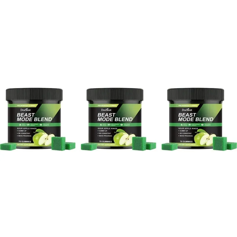 Docteat Beast Mode Blend Pre-Workout-Gummis, Energiefokus und Ausdauerunterstützung für Krafttraining und aktive Tage im Fitnessstudio, 70 Stück — image 9