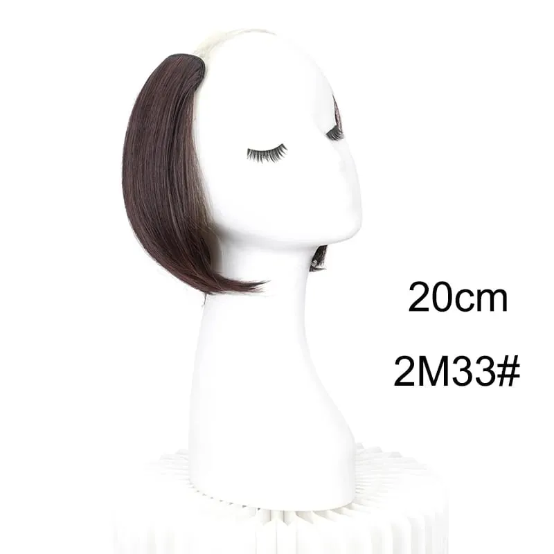 20/30 cm syntetisk kort lige indvendigt spænde V-formet halvt hoved hårforlængelse usynligt hårstykke til kvinder — image 11