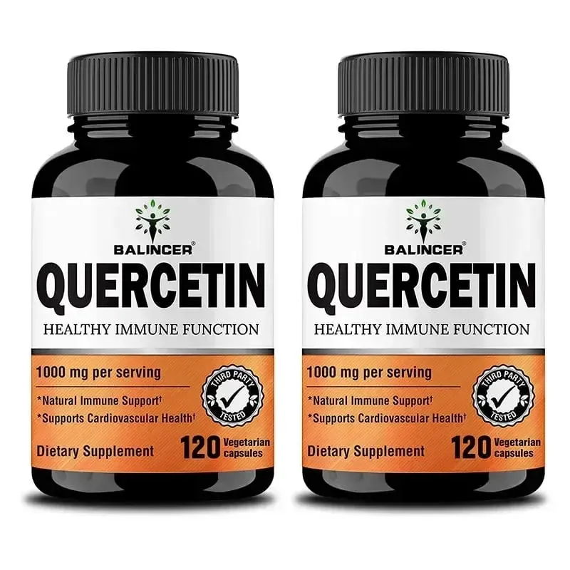 Quercetin 1000Mg of Bioflavonoids Per Veggie Capsule Supplement Supports Immune Cardiovascular Respiratory Health Antioxidant