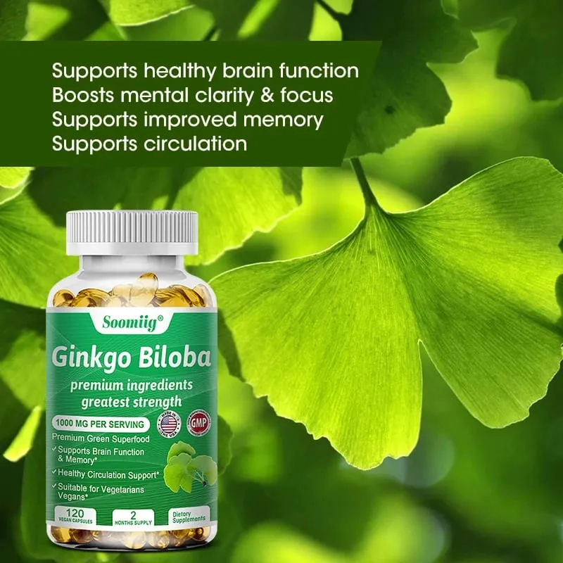 Ginko Biloba Capsules - Brain Supplement for Memory and Focus - Ginkgo Biloba Supplements for Good Vision — image 1