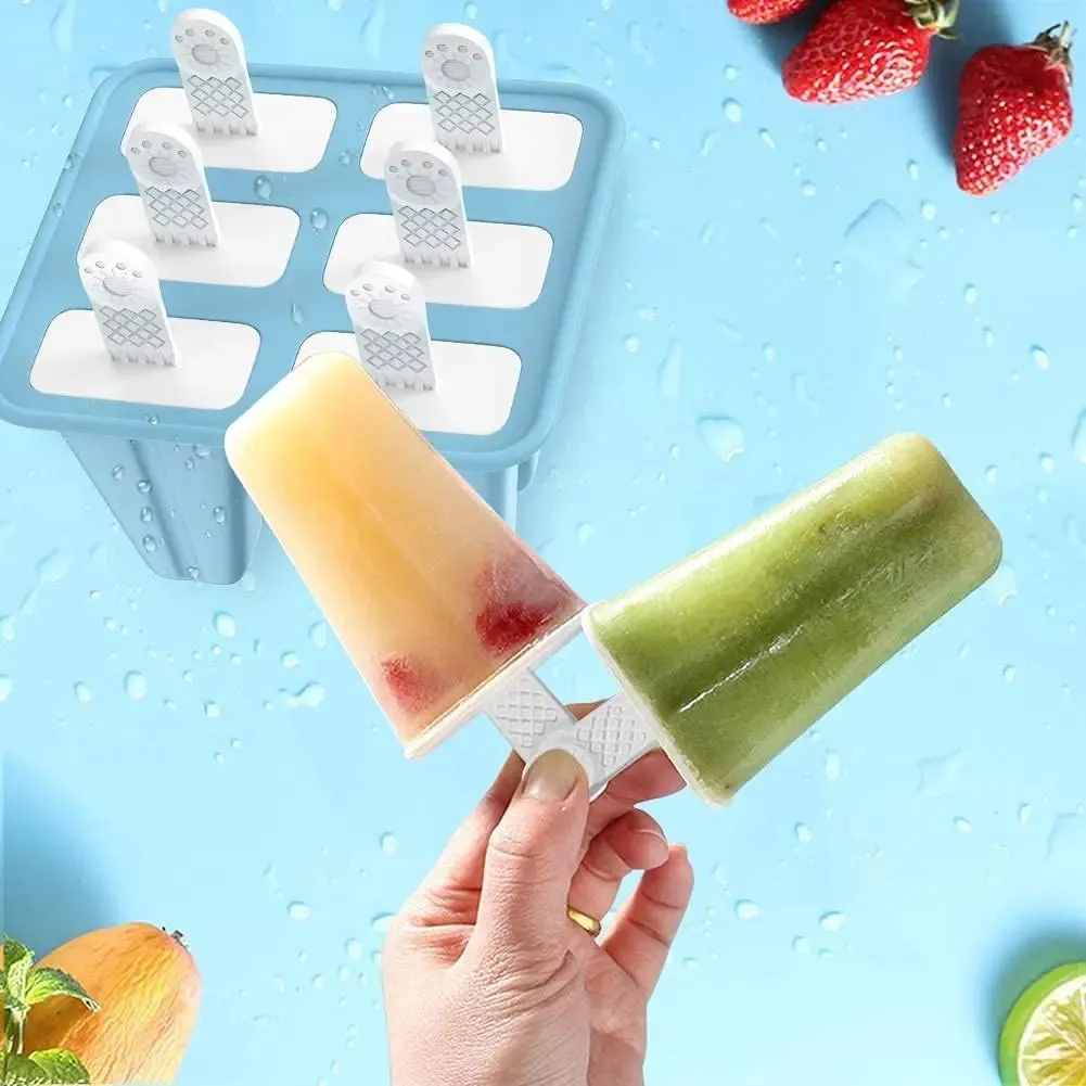 Moldes para picolés, 6 peças, moldes de silicone para picolés, sem bpa, reutilizáveis, fácil liberação, fazer gelo — image 6