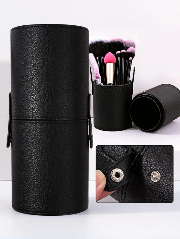 Makeup Brush Holder PU Leather Travel Empty Cosmetic Brushes Pen Bucket Makeup Artist Bag Brushes Organizer Make Up Tools