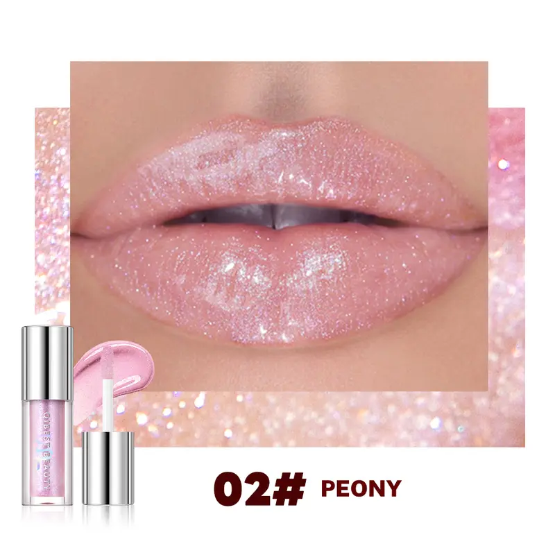 Qibest 8 Colors Moisturizing Diamond Shimmer Glitter Lip Gloss Makeup Sparkling Glitter Liquid Lipstick Pearl Lipgloss Tint — image 2
