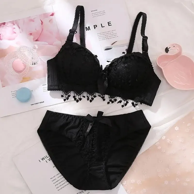 Girl Cheap Bra Set Large Size Back Button Comfortable Gather Bra Breathable Thin Section Without Steel Ring Women Underwear Sets