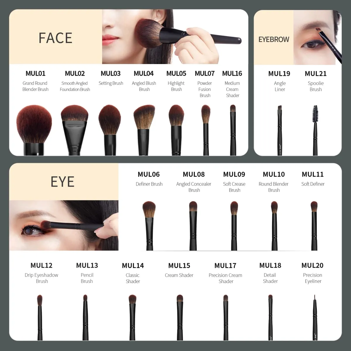 Jessup Makeup Brushes set 3-21pcs Premium Synthetic Big Powder Brush Foundation Concealer Eyeshadow Eyeliner Spoolie Wooden T271