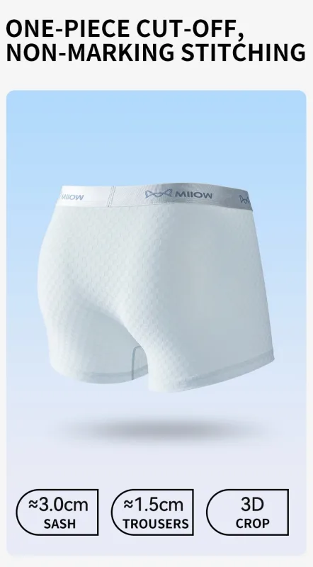MiiOW 3Pcs Ice Silk Men Panties Mesh Breathable Mens Underpants 10A Antibacterial Crotch Men's Underwear Boxers Man Boxer Briefs — image 34