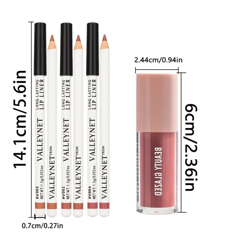 4pcs/set Lip Combo: 3Pcs Matte Lip Liners + 1 Lip Oil Matte Long Lasting Waterproof Velvety Perfect for Everyday Makeup — image 5