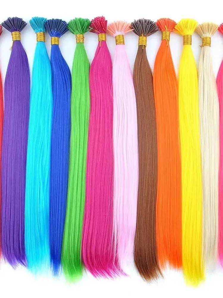 Synthetische farbige I-Tip-Stick-Haarverlängerungen, glattes Haar, 40,6 cm, für Frauen, hohe Temperaturen, 10 Strähnen/Packung, Farben — image 9
