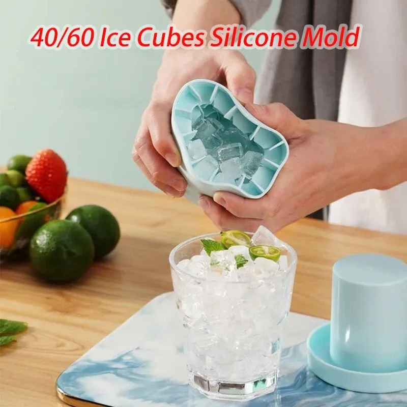 40/60 Ice Cubes Silicone Mold Round Ice Bucket Ice Storage Box Household DIY Refrigerator Freeze Ice Maker Creative Barware Tool — image 2
