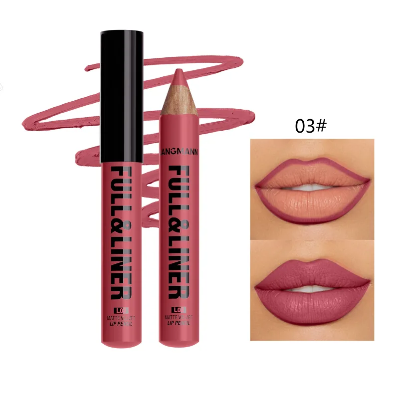Matter Lipliner-Lippenstift, Holzstift, schneidbar, Lipliner hält lange, klebt nicht an der Tasse, verblasst nicht — image 9