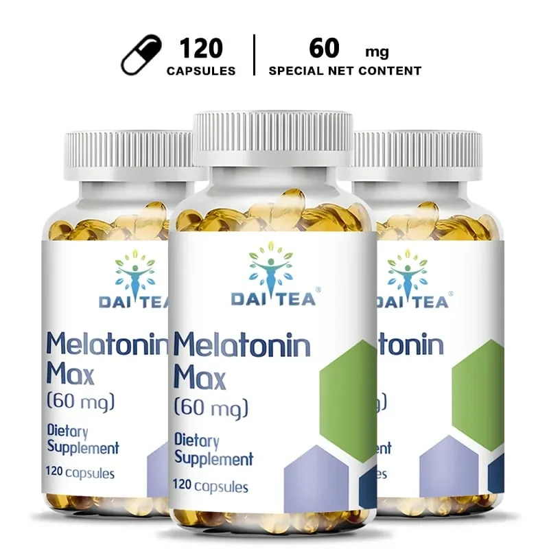 Melatonin MAX (60 Mg) Quick Dissolve Capsules - Fall Asleep Faster Promote Deep Sleep and Rest Easy To Take Immune Health — image 1