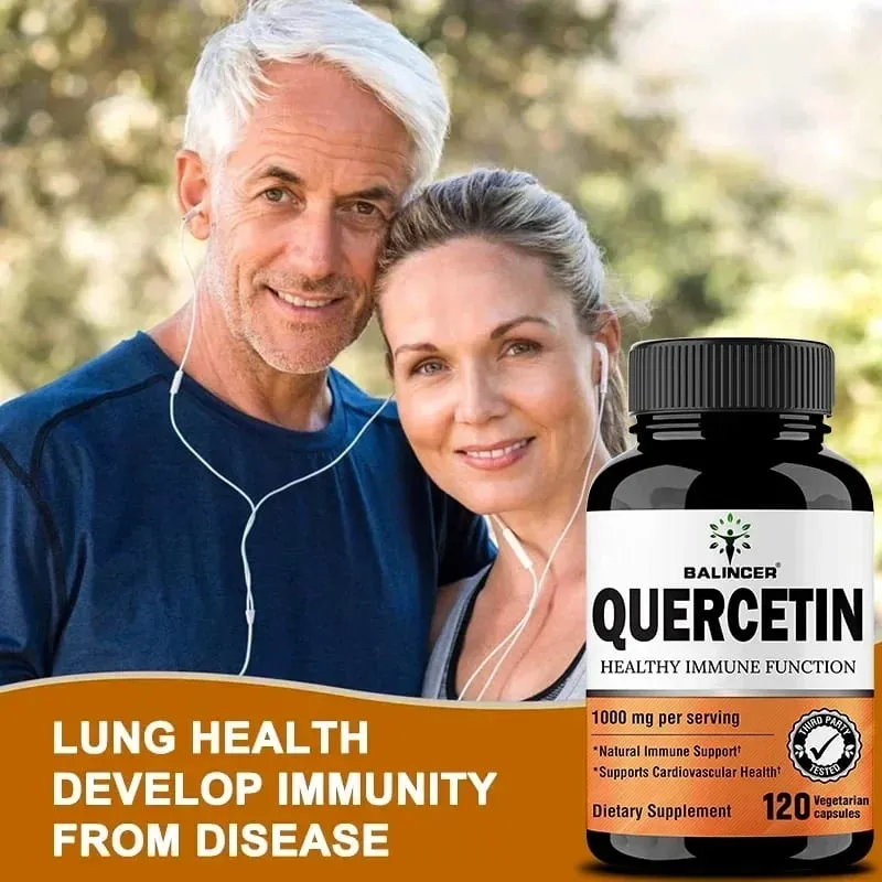 Quercetin 1000Mg of Bioflavonoids Per Veggie Capsule Supplement Supports Immune Cardiovascular Respiratory Health Antioxidant