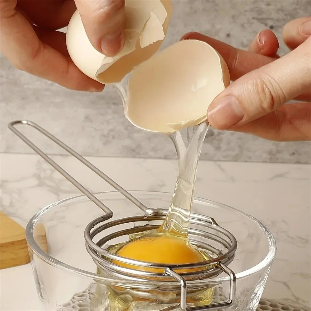 Egg Separator Long Handle Egg White Separator Food Grade Stainless Steel Egg Yolk Divider Filter Kitchen Gadget — image 6
