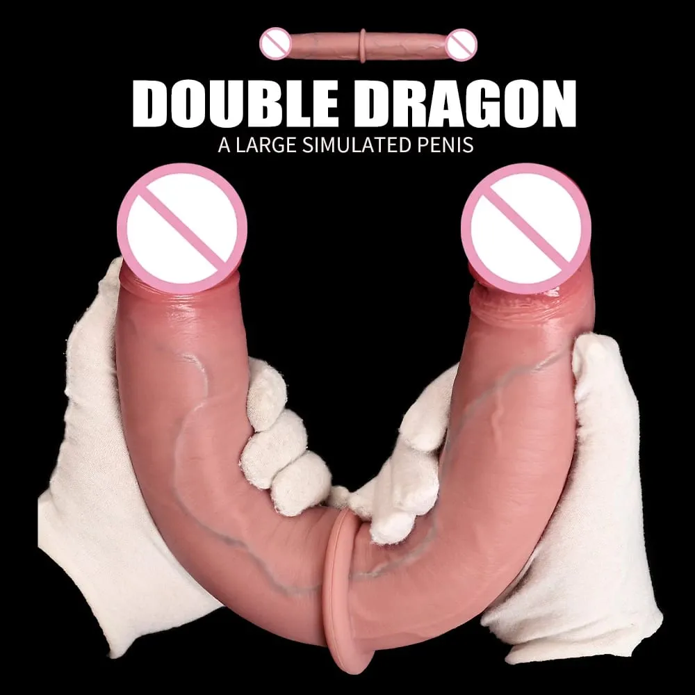 Dildo Berakhir Dua Realistik Dua Belah Besar Panjang Tebal Dildo dengan Urat Dubur Faraj Alat Seks Zakar Dewasa Besar untuk Lesbian