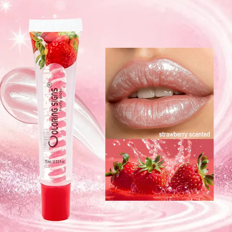 Fruity Lip Gloss Strawberry Blueberry Shiny Lip Oil Moisturizing Plumping Shimmer Lip Makeup Hydrating LipstickFor Girls — image 4