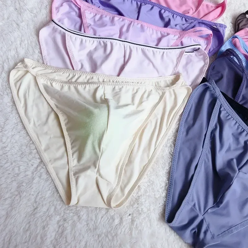 New Men Erotic Breathable Soft Ice Silk Baggy Sheer Bulge Pouch Bikini Thongs Briefs Underpants Solid Men's Underwear Thongs — image 11