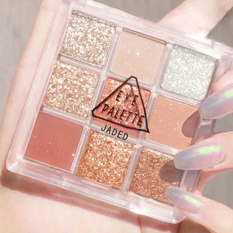 Full Pearlescent Eyeshadow Palette Sparkling Sequin Butter Rose Orange Nine-colors Eye Shadow Makeup Palette Glitter Eyeshadow — image 8