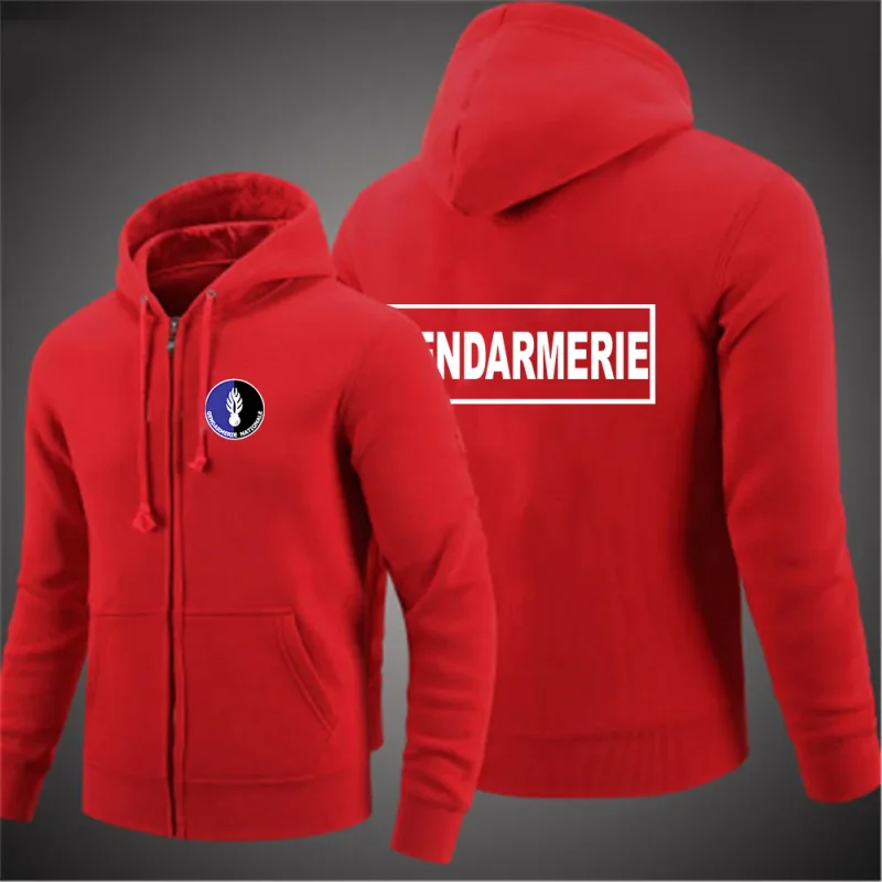 2025 Spring Autumn French Gendarmerie Logo Printed Solid Color Simplicity Hoodies Men's Popular Cardigan Streetwear Jacket Coats — image 4