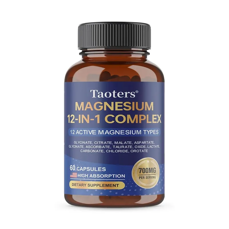 Magnezyum 12'si 1 Arada Kompleks Takviyesi - Kas Sinir Uykusu için 700 mg Yüksek Emilimli Glisinat Sitrat Malat ve Taurat Karışımı — image 10